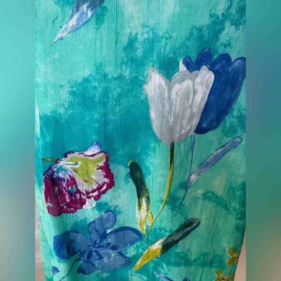 Vintage 90’s Carol Anderson Floral Tulip Print Sleeveless Tank Dress Blue Sz 8 - Picture 4 of 9